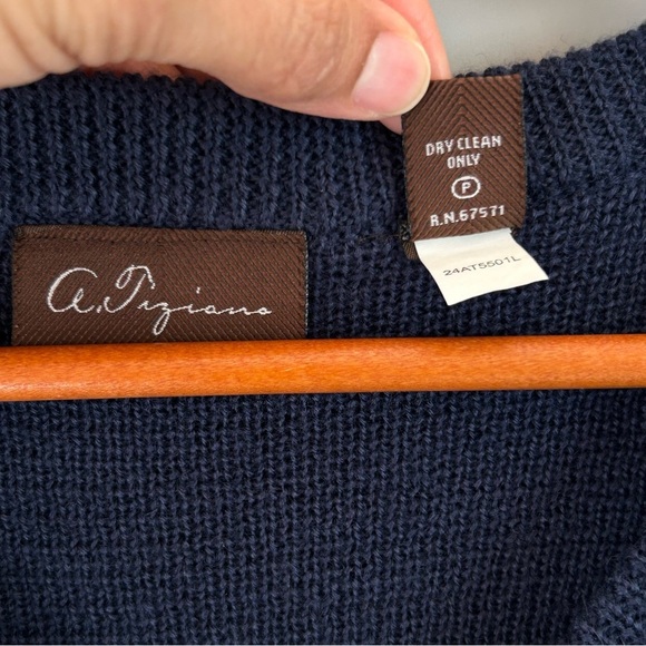 A. Tiziano Sweater Vest Mens 3XL Blue Wool Blend Geometric Pattern Snow Ski Gift - Picture 8 of 8